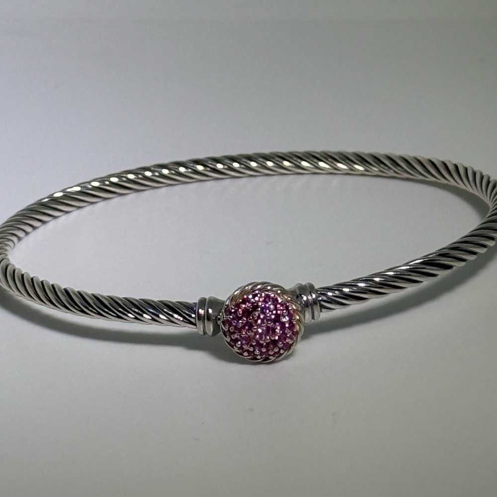 David Yurman Sterling silver pink sapphire bracelet
